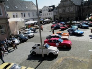 The town square was taken over by classic cars