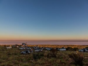 Camping on the banks of Lake Mackay- a huge salt lake