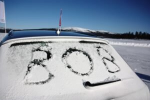 His car had a snow bath